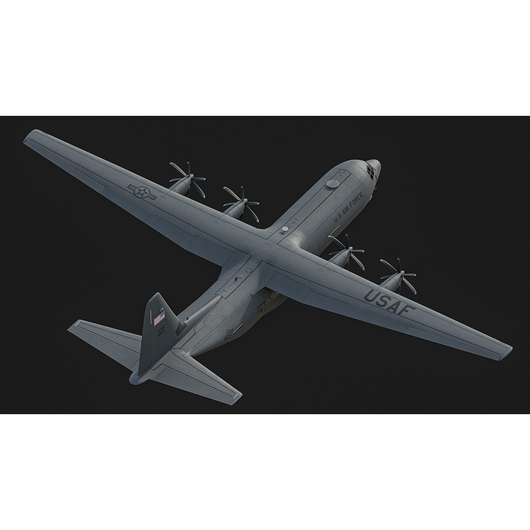 C130 Super Hercules 3D Model – Low Poly Aircraft Asset, FBX - View 5