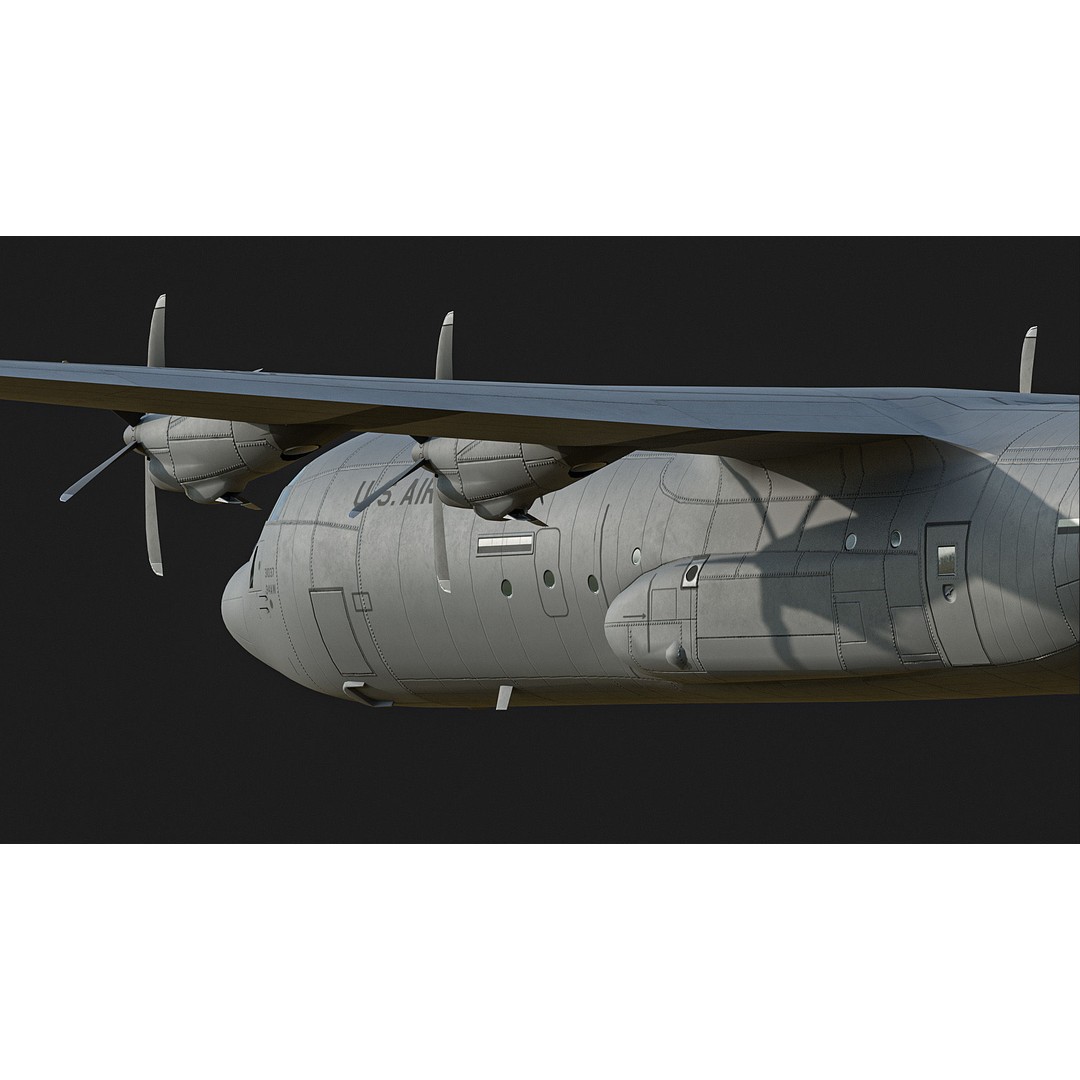 C130 Super Hercules 3D Model – Low Poly Aircraft Asset, FBX - View 8