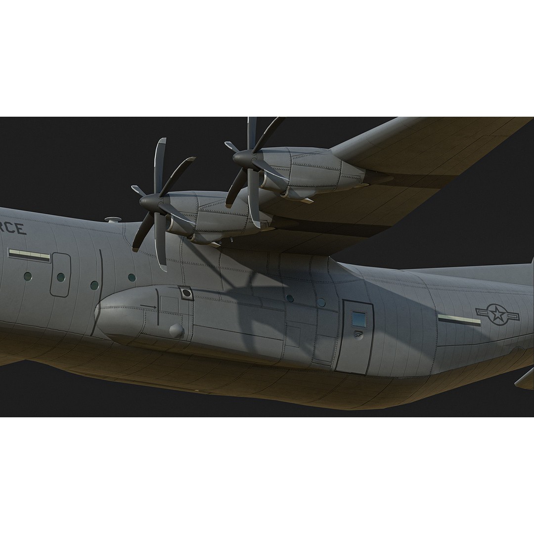 C130 Super Hercules 3D Model – Low Poly Aircraft Asset, FBX - View 9