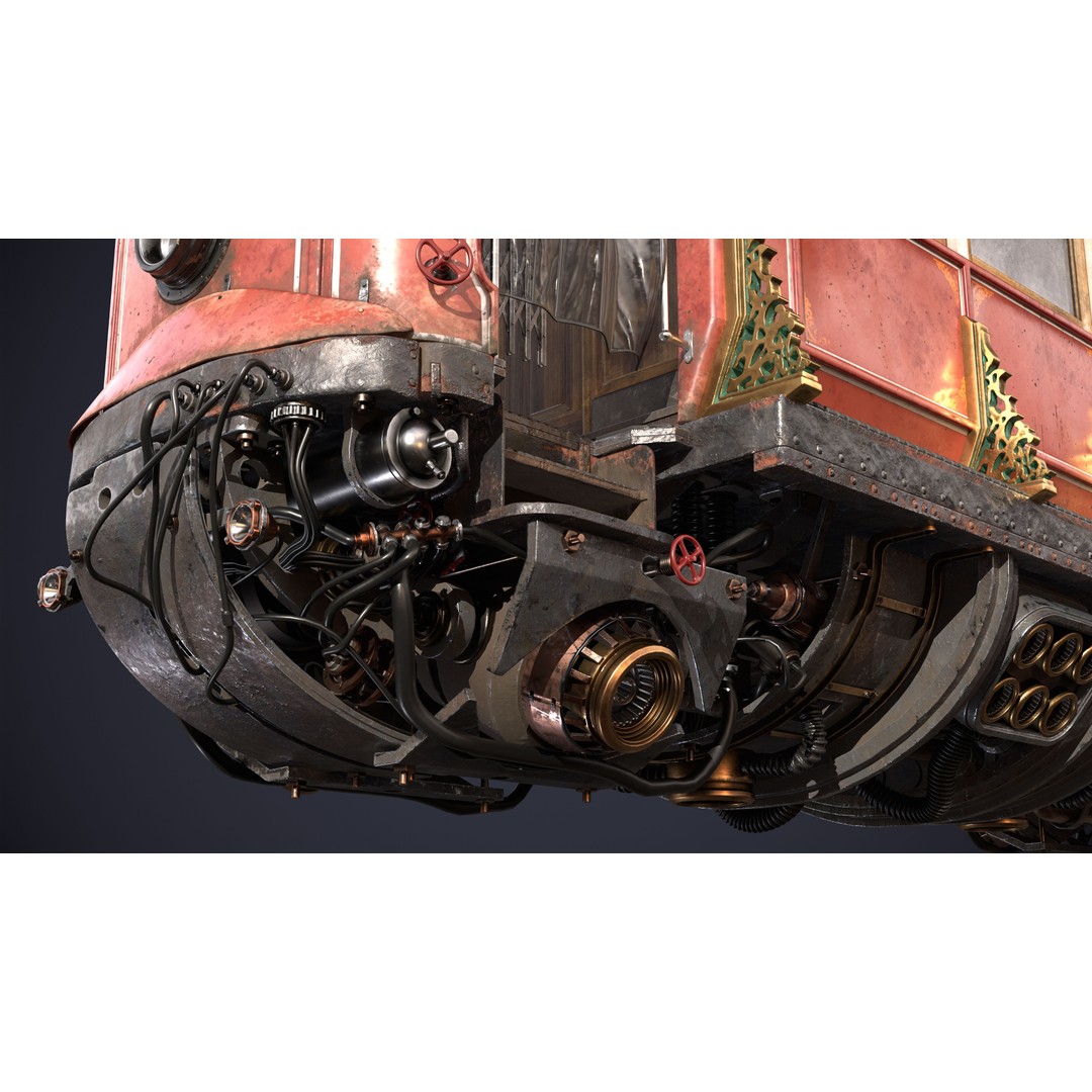 Steampunk Airship 3D Model – High Poly Game Asset, FBX, OBJ - View 11