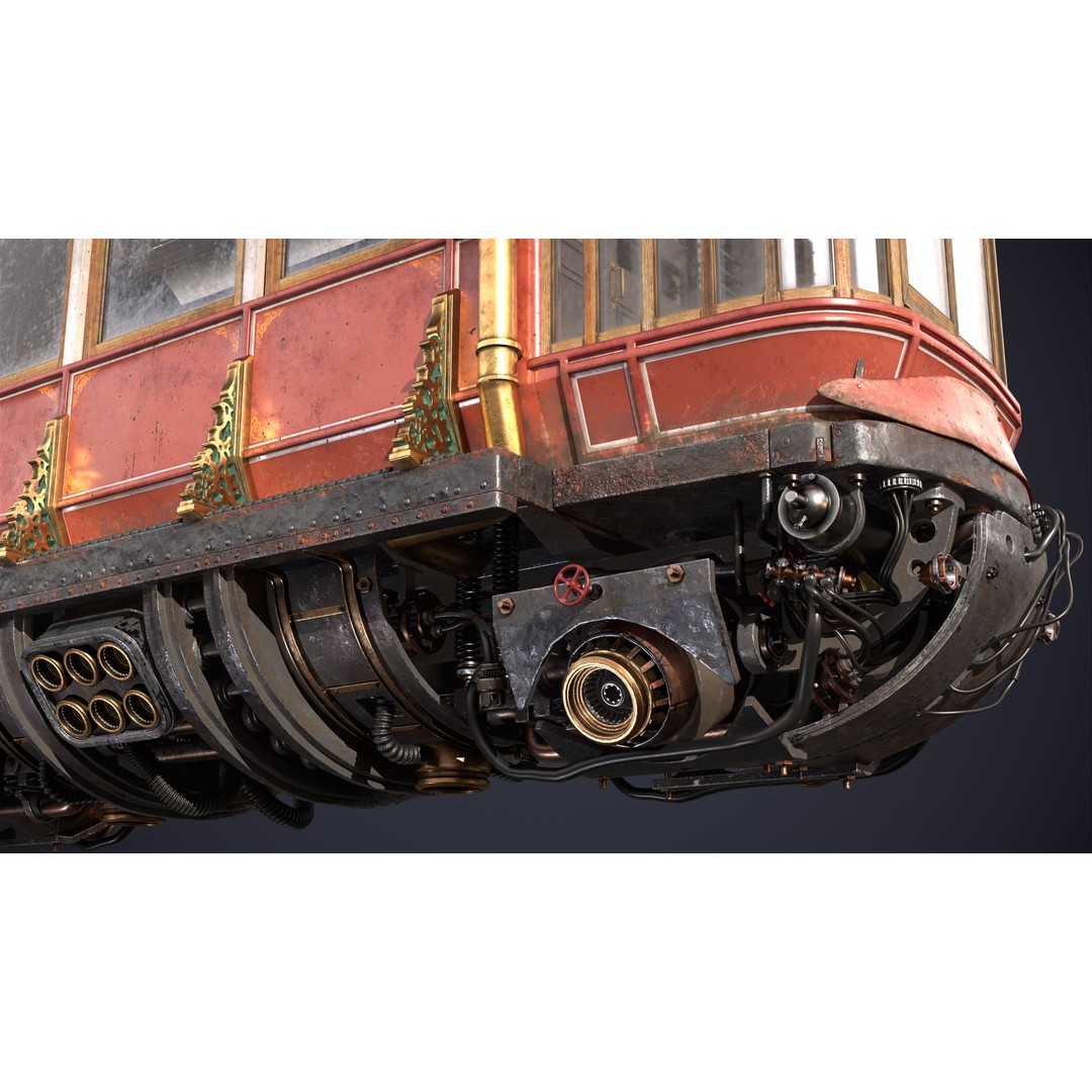 Steampunk Airship 3D Model – High Poly Game Asset, FBX, OBJ - View 12