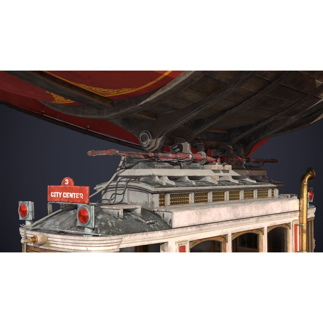 Steampunk Airship 3D Model – High Poly Game Asset, FBX, OBJ - View 13