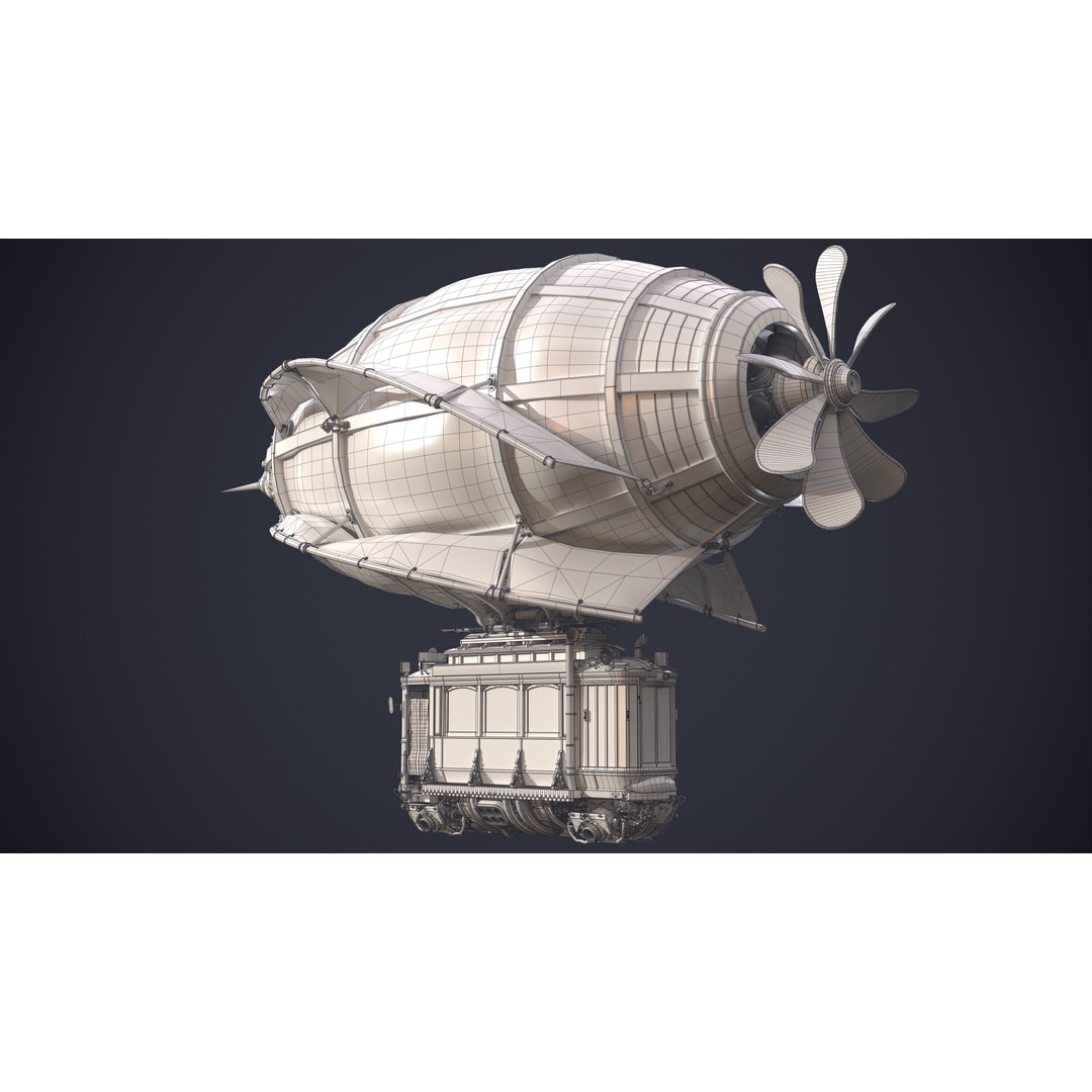 Steampunk Airship 3D Model – High Poly Game Asset, FBX, OBJ - View 18
