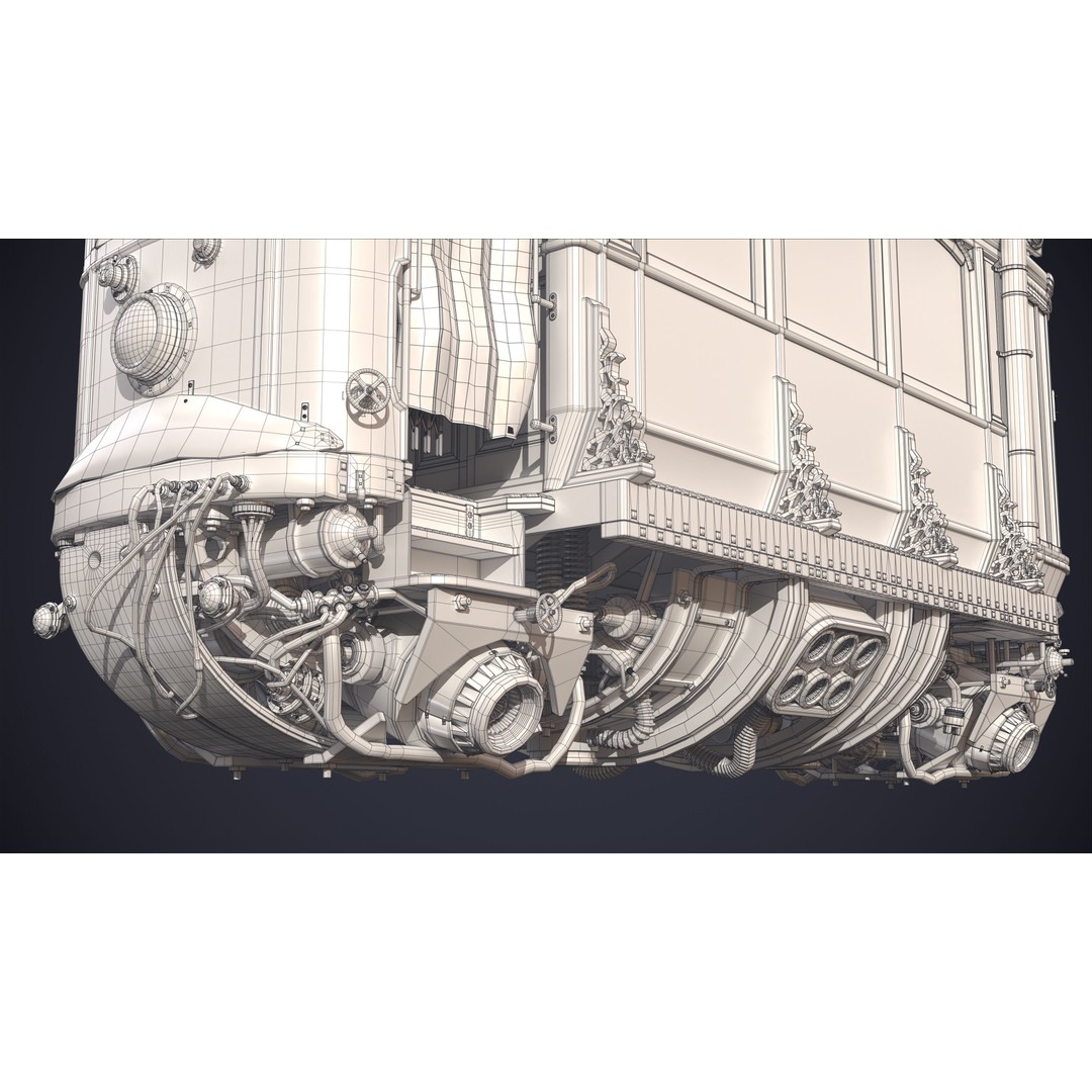 Steampunk Airship 3D Model – High Poly Game Asset, FBX, OBJ - View 19
