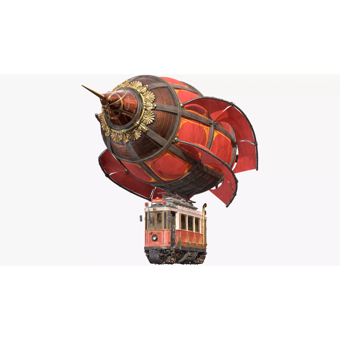 Steampunk Airship 3D Model – High Poly Game Asset, FBX, OBJ - View 2