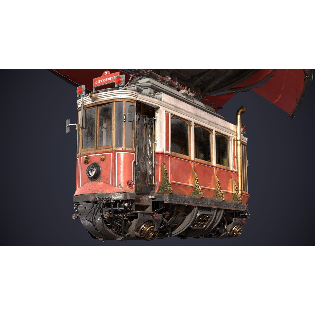 Steampunk Airship 3D Model – High Poly Game Asset, FBX, OBJ - View 9