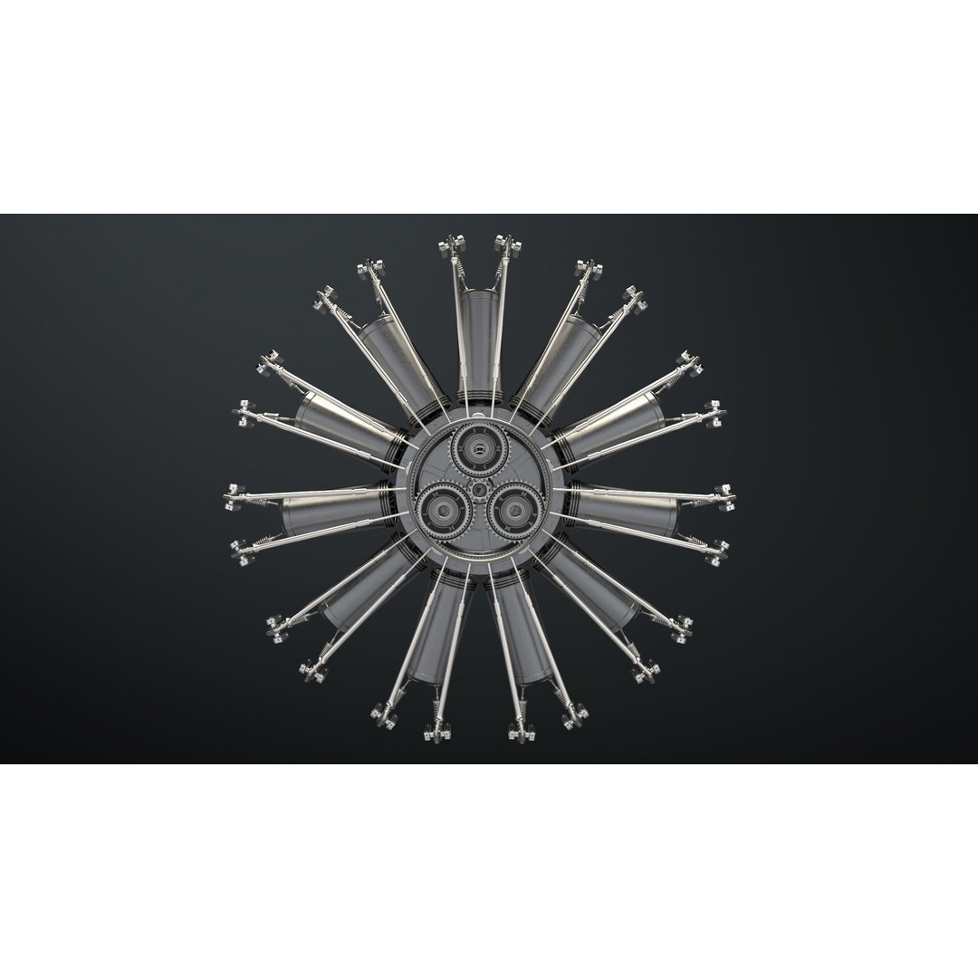 Radial Aircraft Engine 3D Model – Animated PBR Asset, FBX - View 10