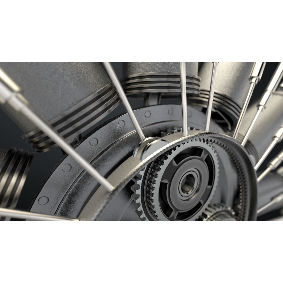 Radial Aircraft Engine 3D Model – Animated PBR Asset, FBX - View 12