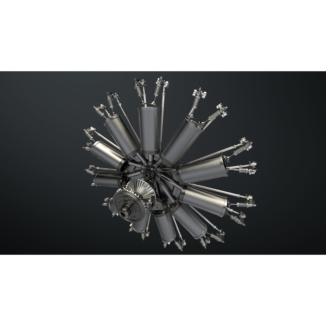 Radial Aircraft Engine 3D Model – Animated PBR Asset, FBX - View 14