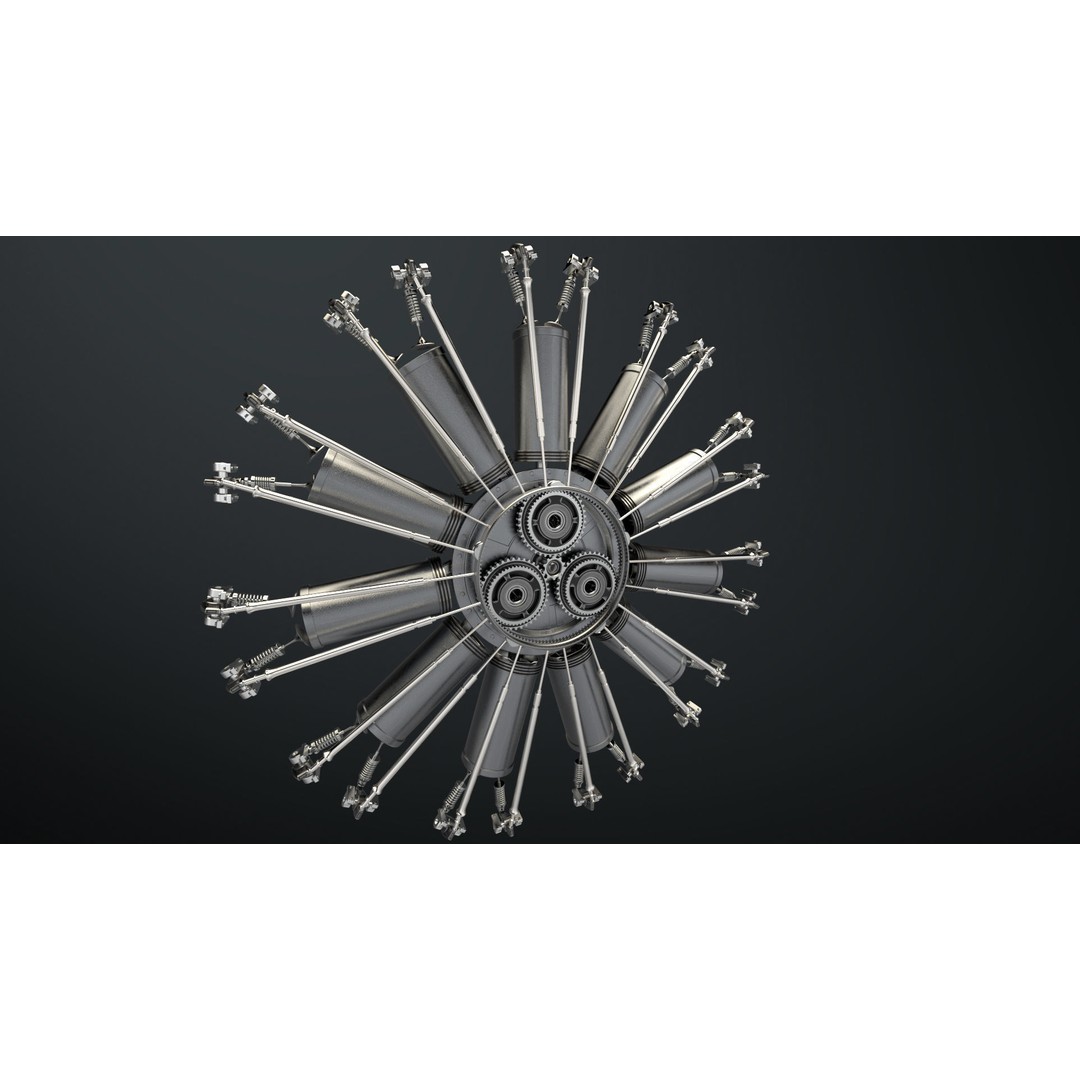 Radial Aircraft Engine 3D Model – Animated PBR Asset, FBX - View 17