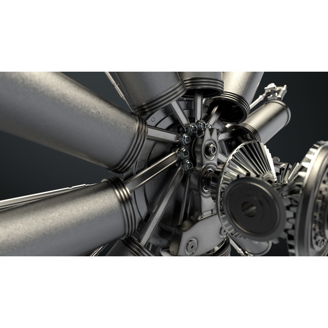 Radial Aircraft Engine 3D Model – Animated PBR Asset, FBX - View 18