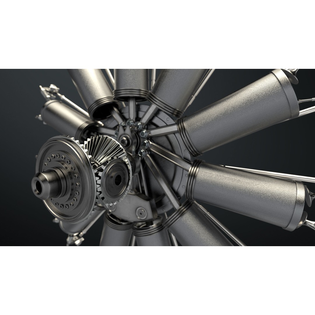 Radial Aircraft Engine 3D Model – Animated PBR Asset, FBX - View 19