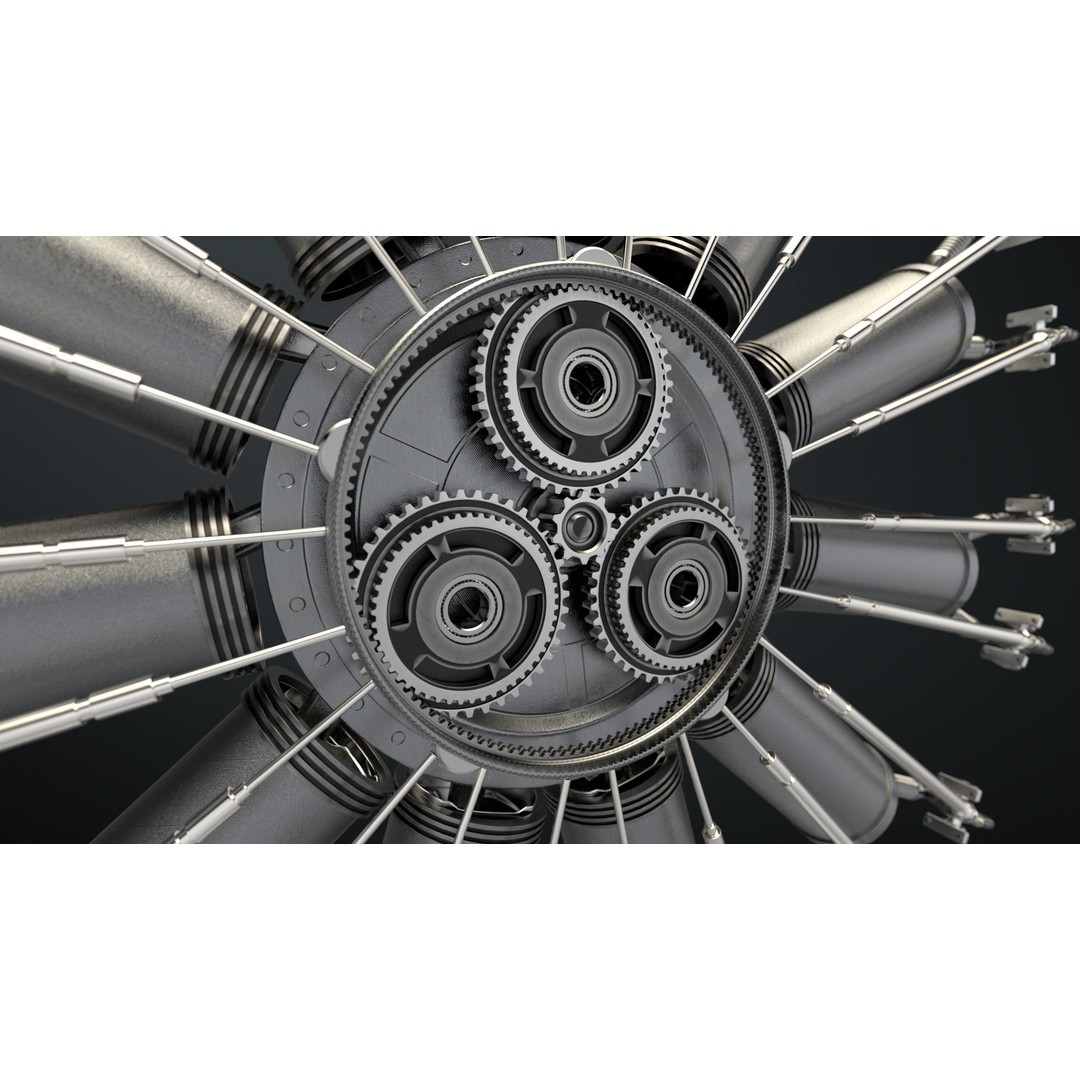 Radial Aircraft Engine 3D Model – Animated PBR Asset, FBX - View 20
