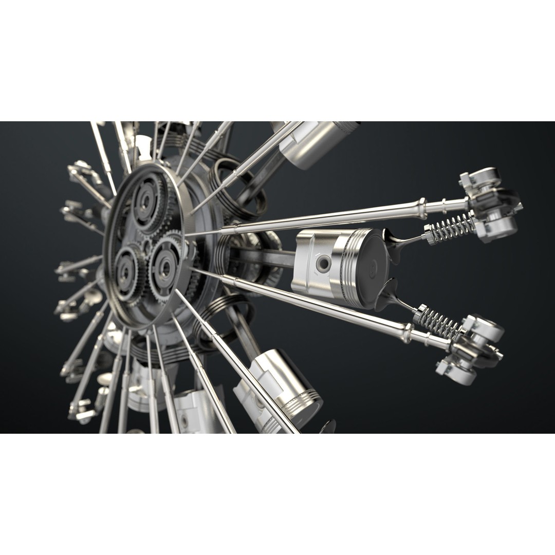 Radial Aircraft Engine 3D Model – Animated PBR Asset, FBX - View 21