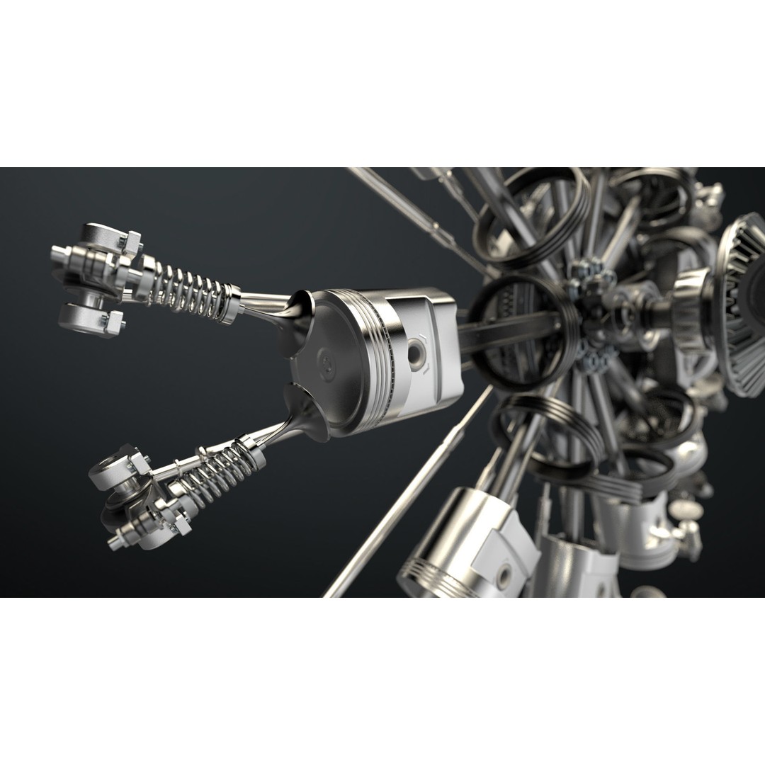 Radial Aircraft Engine 3D Model – Animated PBR Asset, FBX - View 22