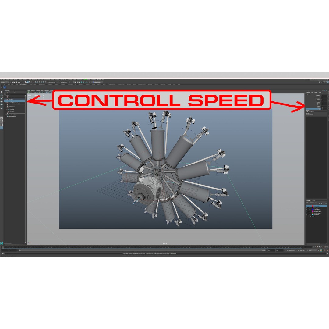 Radial Aircraft Engine 3D Model – Animated PBR Asset, FBX - View 25