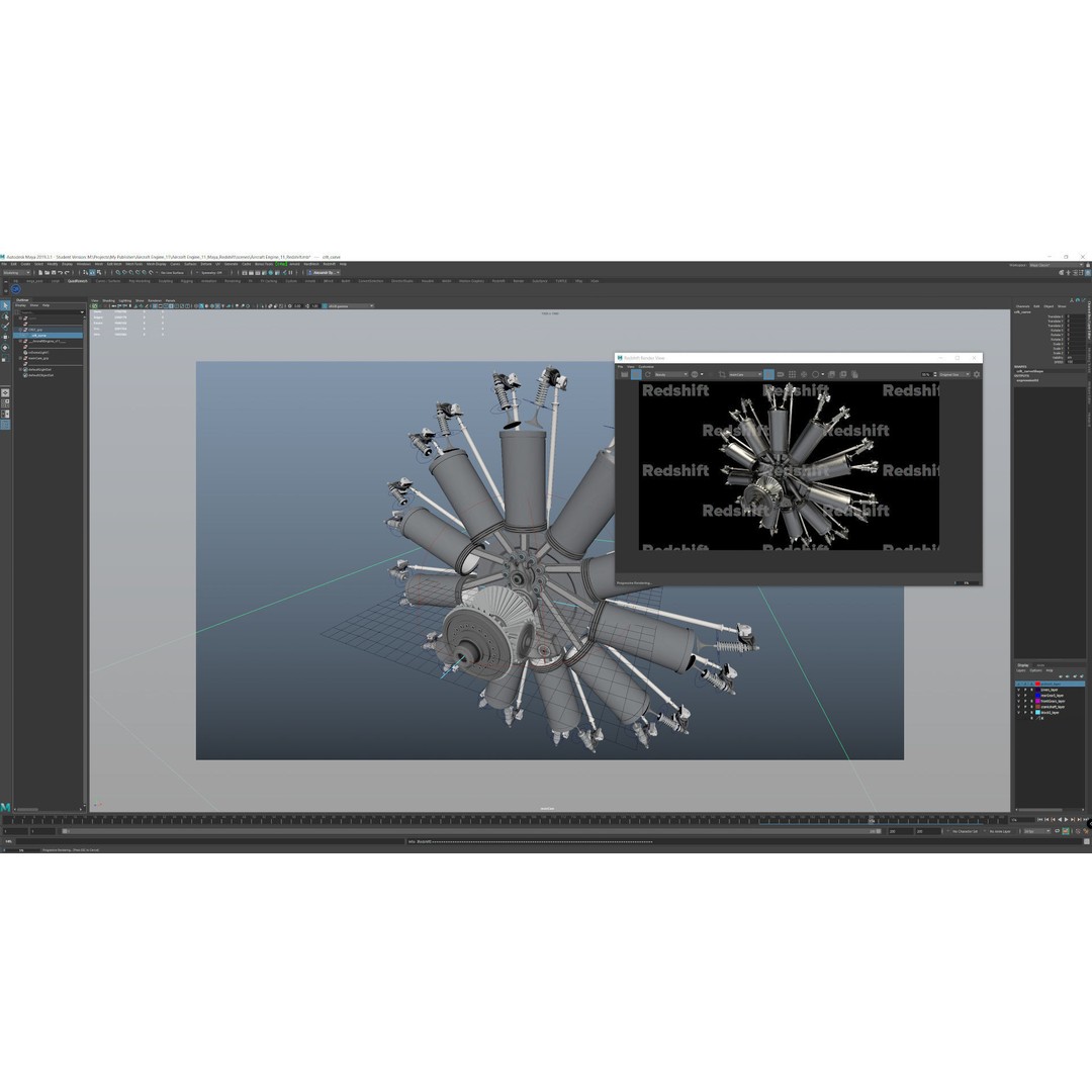 Radial Aircraft Engine 3D Model – Animated PBR Asset, FBX - View 27