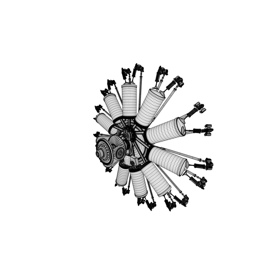 Radial Aircraft Engine 3D Model – Animated PBR Asset, FBX - View 34