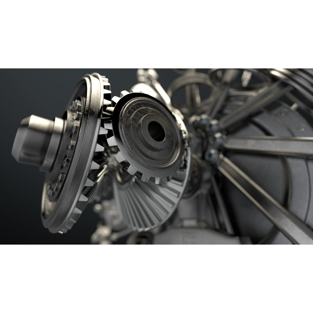 Radial Aircraft Engine 3D Model – Animated PBR Asset, FBX - View 6