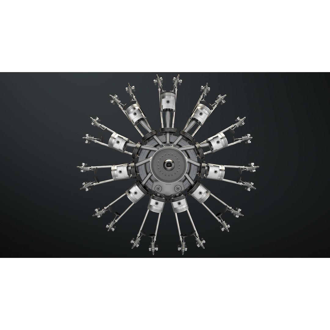 Radial Aircraft Engine 3D Model – Animated PBR Asset, FBX - View 8