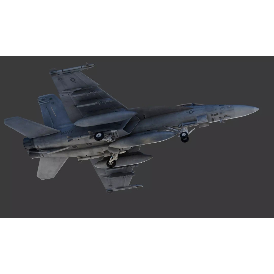 Boeing F/A-18E Super Hornet 3D Model – PBR Game-Ready Aircraft, FBX, OBJ