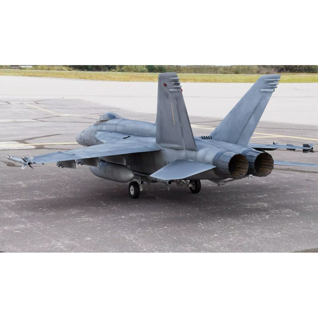 Boeing F/A-18E Super Hornet 3D Model – PBR Game-Ready Aircraft, FBX, OBJ - View 4
