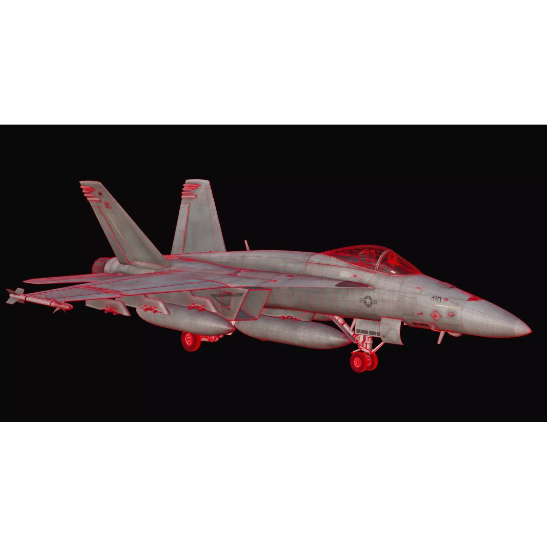 Boeing F/A-18E Super Hornet 3D Model – PBR Game-Ready Aircraft, FBX, OBJ - View 8