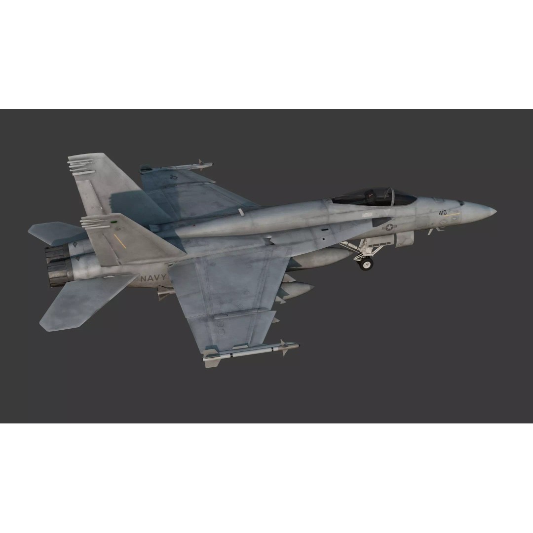 Boeing F/A-18E Super Hornet 3D Model – PBR Game-Ready Aircraft, FBX, OBJ - View 9
