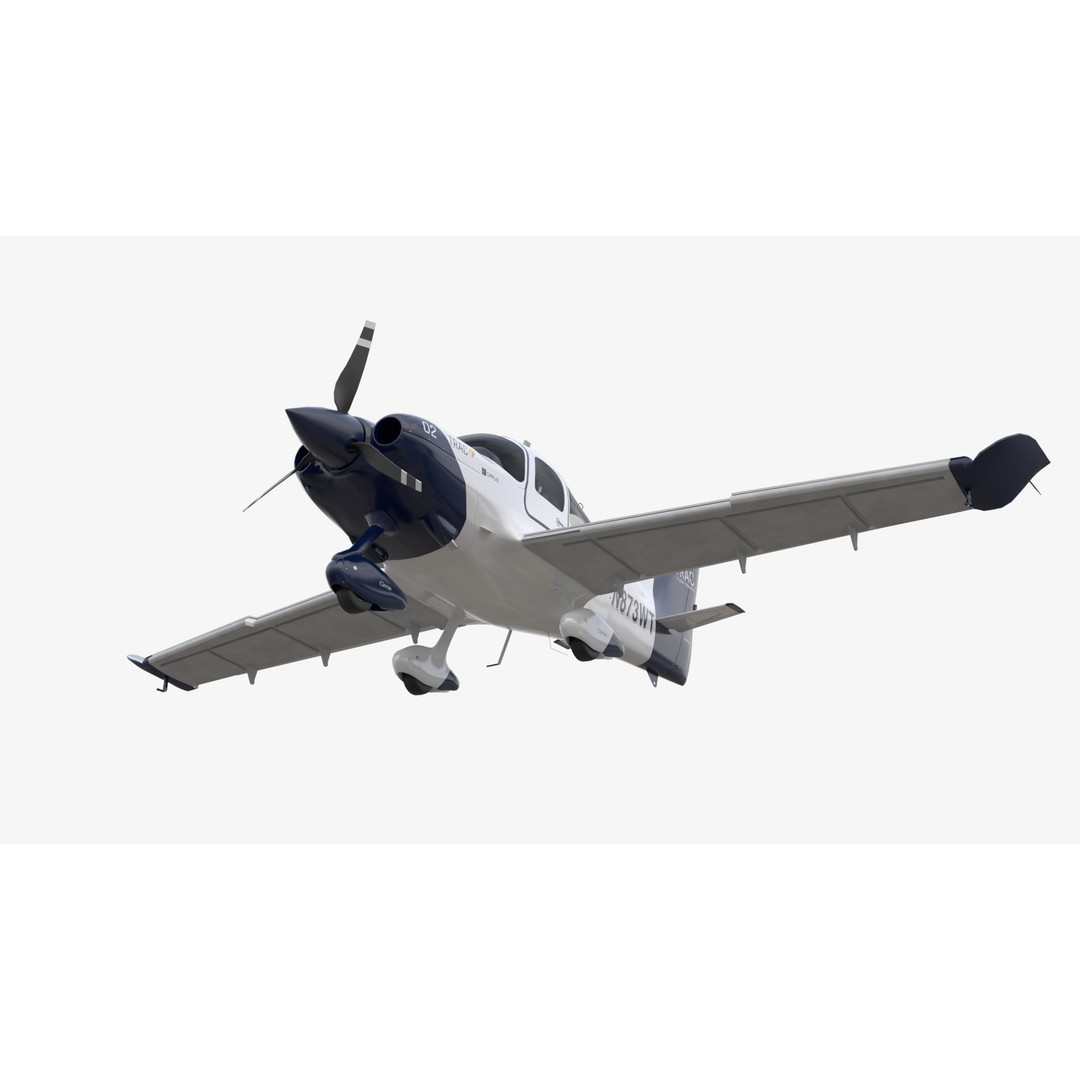 Cirrus SR20 TRAC Flight Trainer 3D Model – Low Poly Game Asset, FBX, PBR - View 11