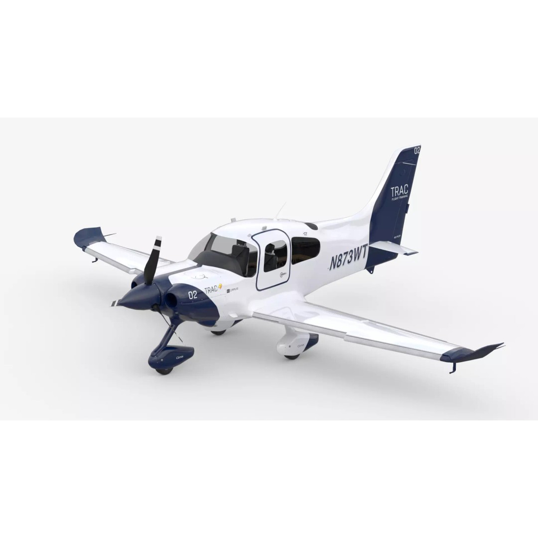 Cirrus SR20 TRAC Flight Trainer 3D Model – Low Poly Game Asset, FBX, PBR - View 2