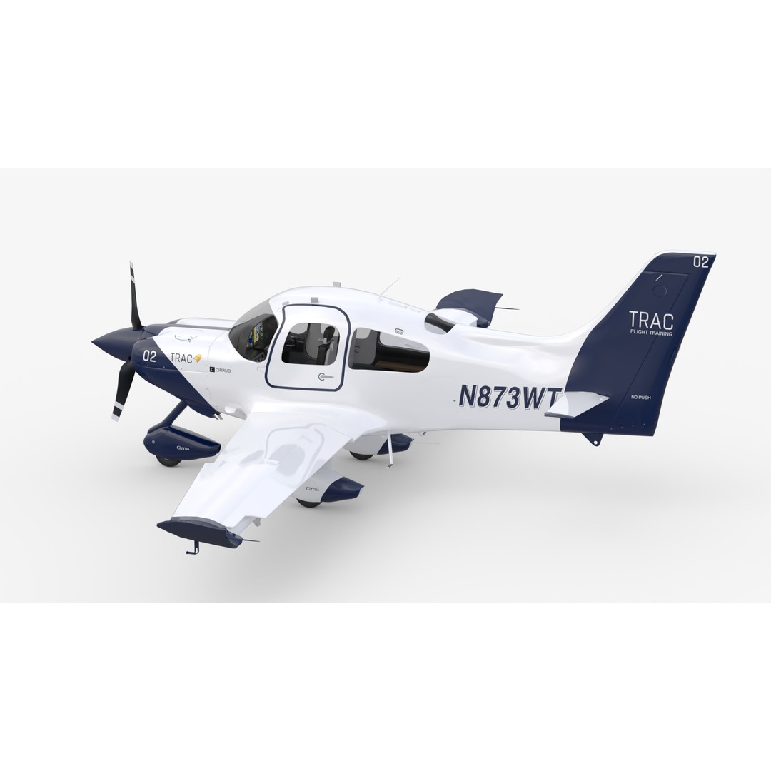 Cirrus SR20 TRAC Flight Trainer 3D Model – Low Poly Game Asset, FBX, PBR - View 4