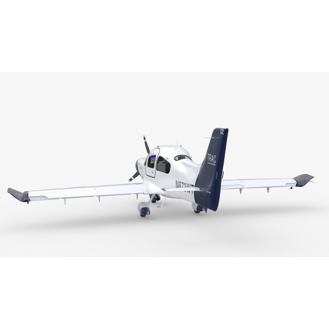 Cirrus SR20 TRAC Flight Trainer 3D Model – Low Poly Game Asset, FBX, PBR - View 5