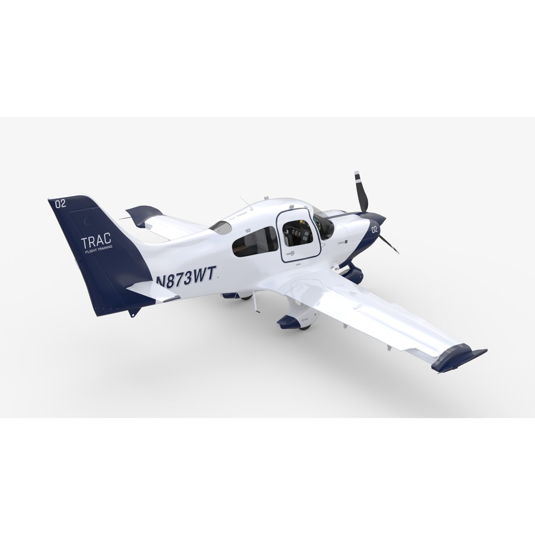 Cirrus SR20 TRAC Flight Trainer 3D Model – Low Poly Game Asset, FBX, PBR - View 7