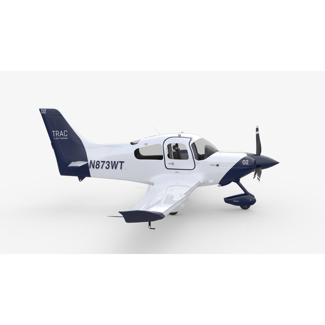 Cirrus SR20 TRAC Flight Trainer 3D Model – Low Poly Game Asset, FBX, PBR - View 8