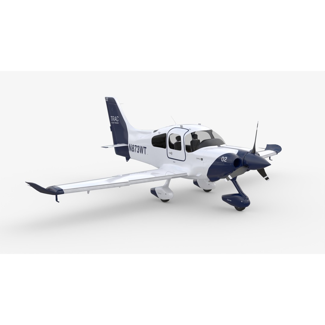 Cirrus SR20 TRAC Flight Trainer 3D Model – Low Poly Game Asset, FBX, PBR - View 9