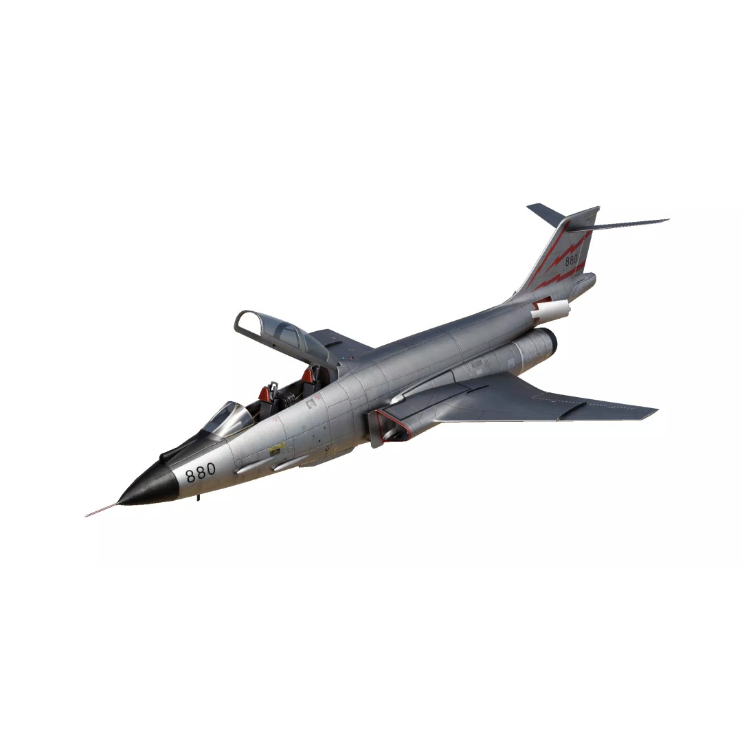McDonnell F-101 Voodoo 3D Model – Low Poly Military Aircraft, FBX - View 2