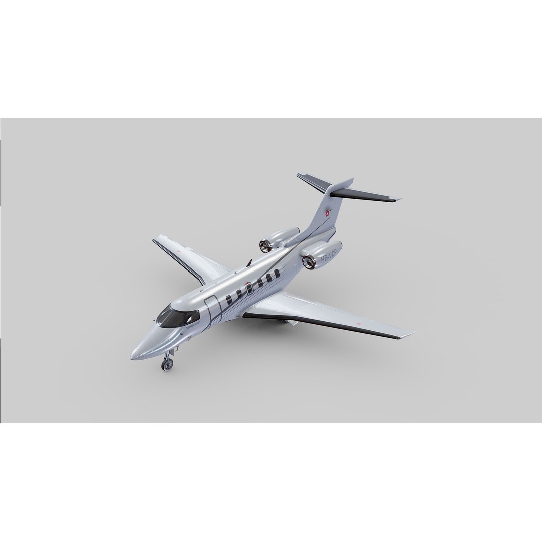 Pilatus PC-24 3D Model – Low Poly Aircraft Asset, FBX, OBJ - View 3