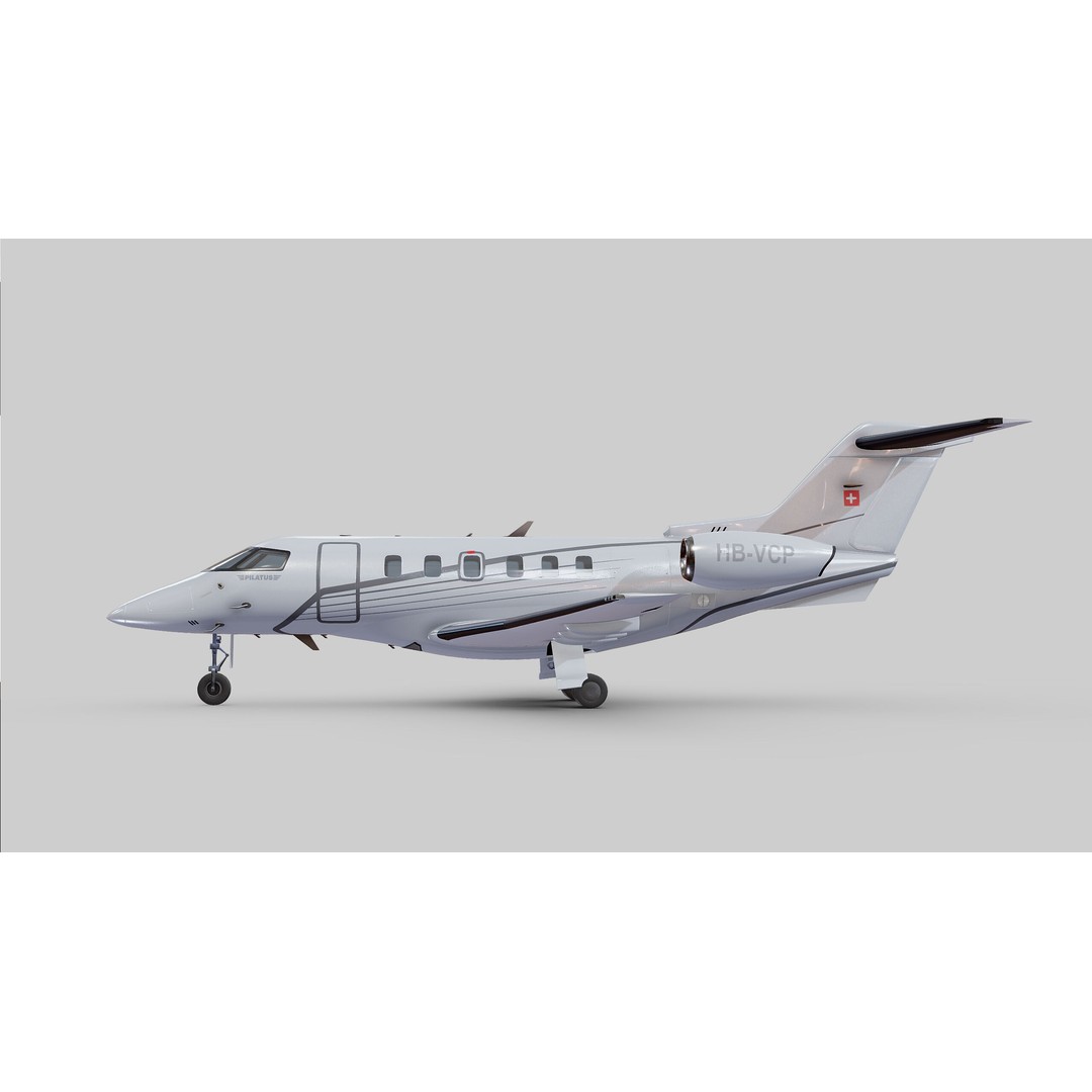 Pilatus PC-24 3D Model – Low Poly Aircraft Asset, FBX, OBJ - View 4