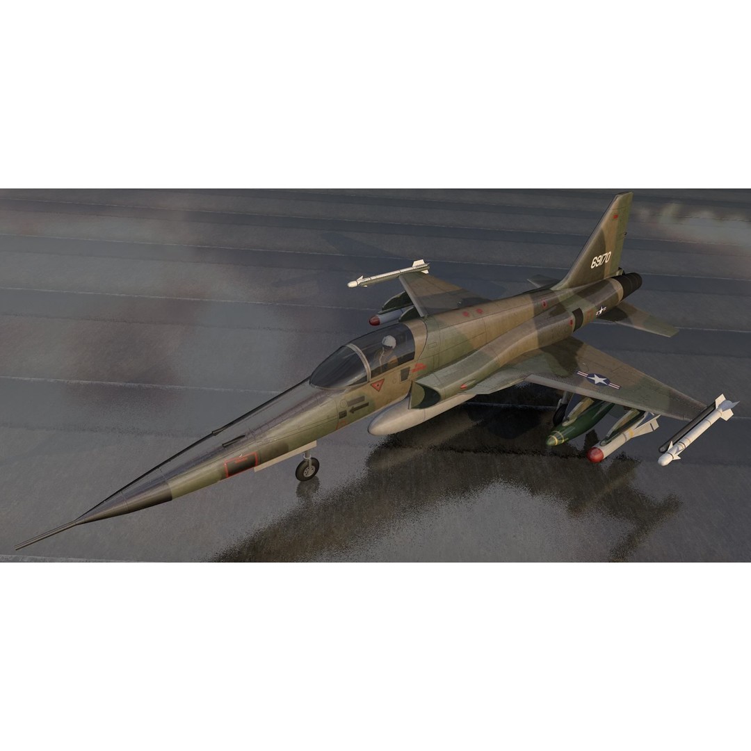 Northrop F-5E Tiger II 3D Model – Historic Supersonic Fighter, FBX, OBJ - View 4