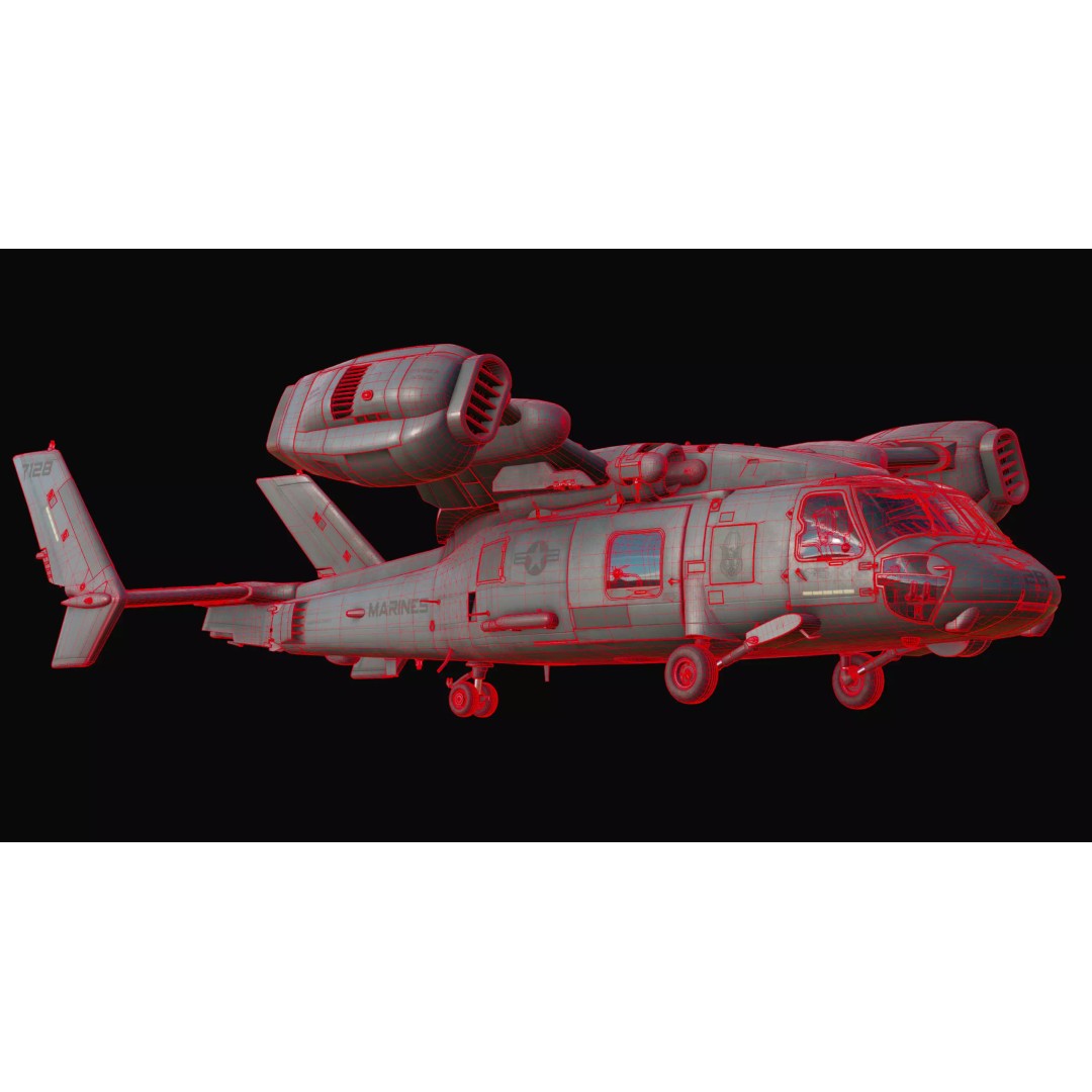 Blackhawk Tiltrotor 3D Model – Sci-Fi Tactical Transport Aircraft, FBX - View 10
