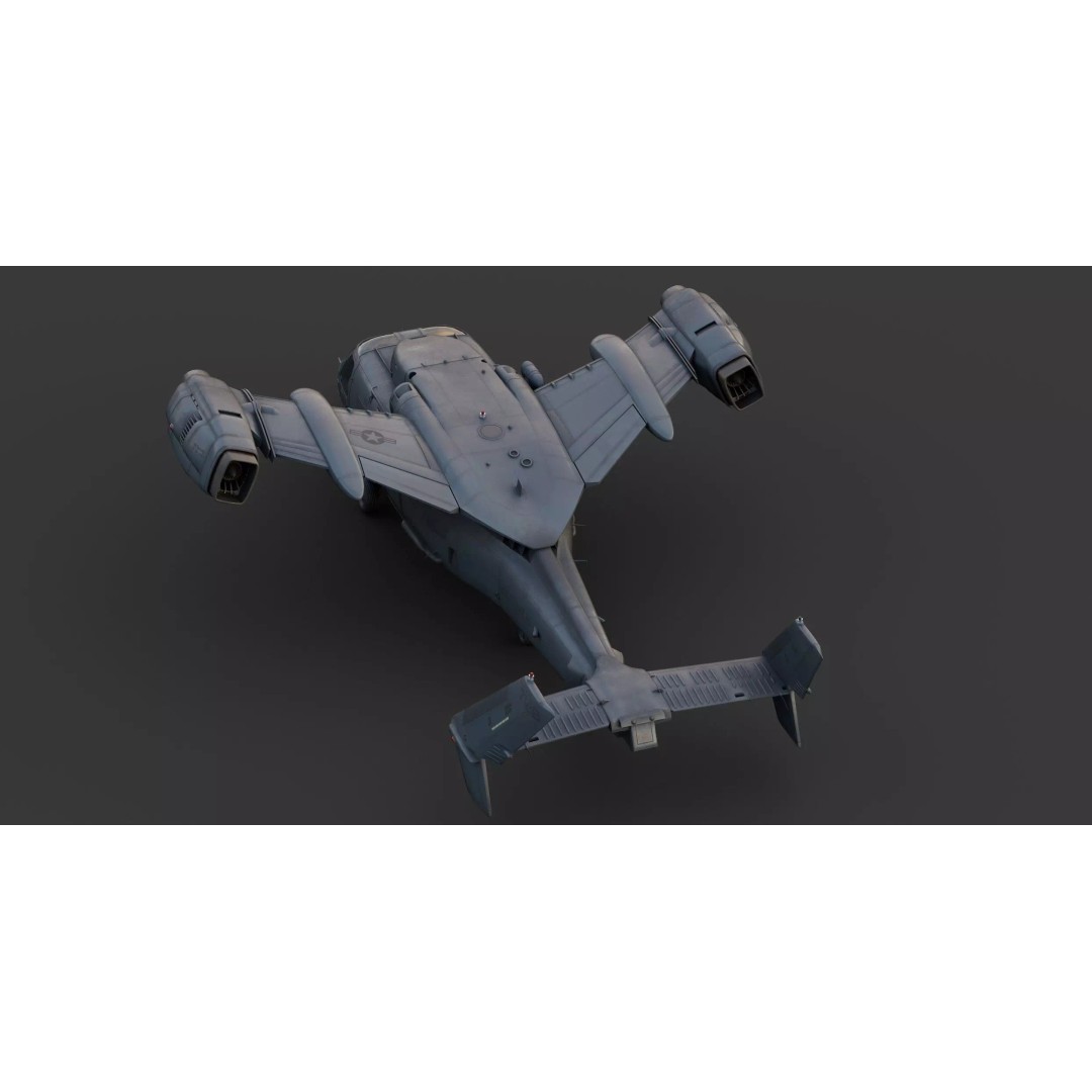 Blackhawk Tiltrotor 3D Model – Sci-Fi Tactical Transport Aircraft, FBX - View 12
