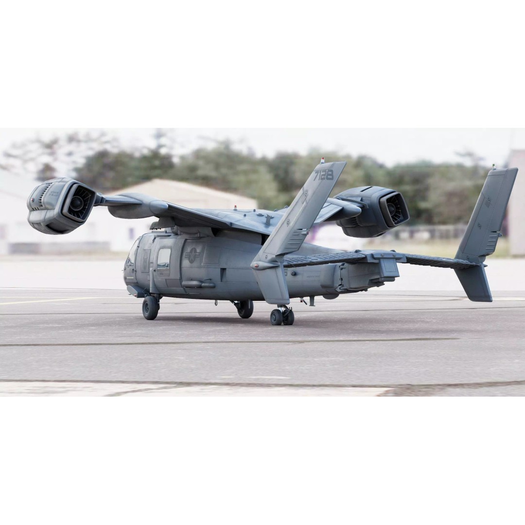Blackhawk Tiltrotor 3D Model – Sci-Fi Tactical Transport Aircraft, FBX - View 9
