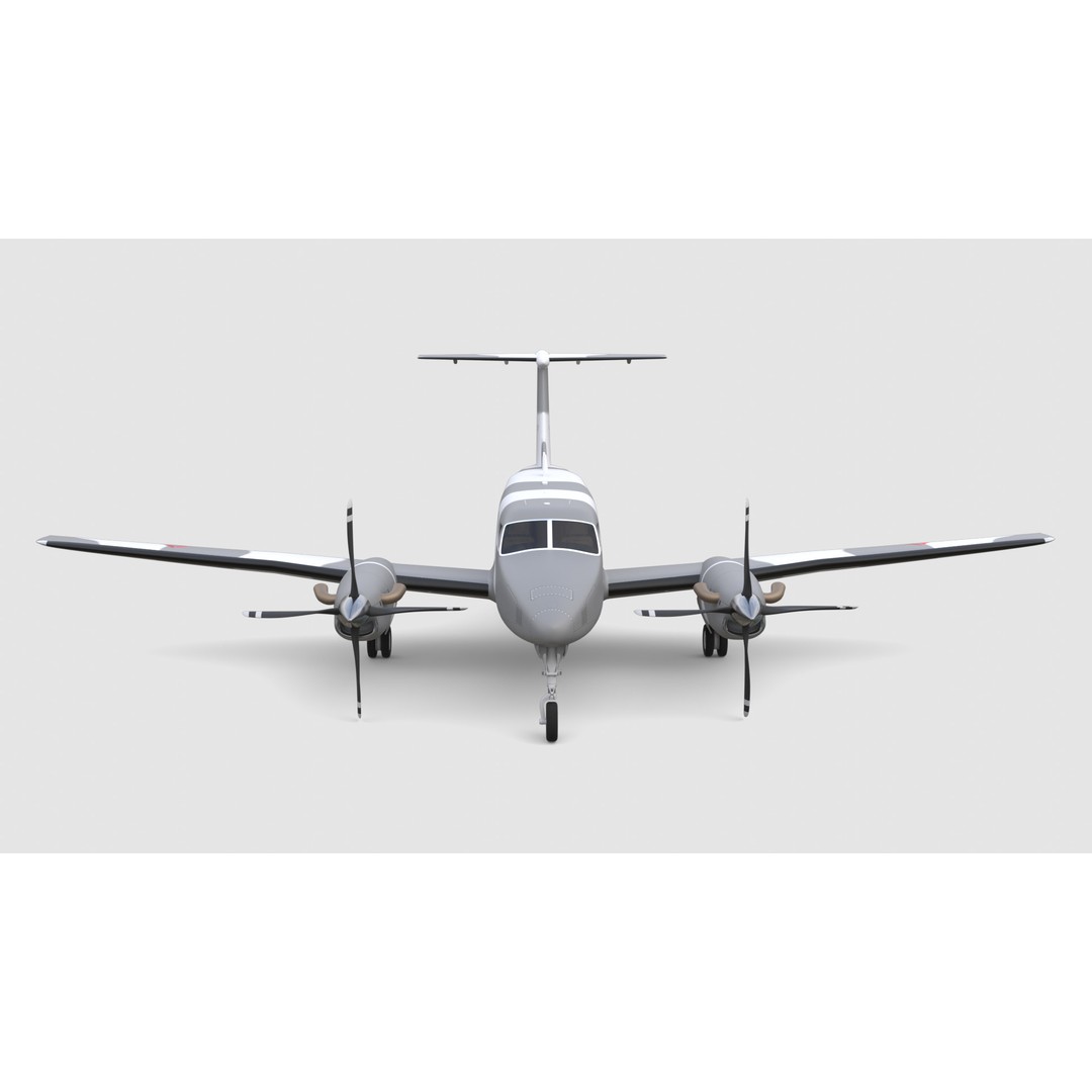King Air Military Aircraft 3D Model – PBR Game-Ready Asset, FBX - View 10