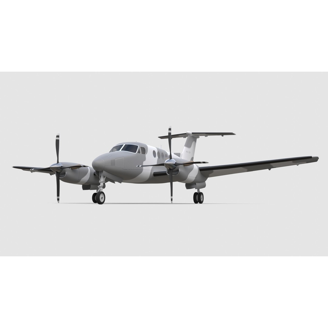 King Air Military Aircraft 3D Model – PBR Game-Ready Asset, FBX - View 11