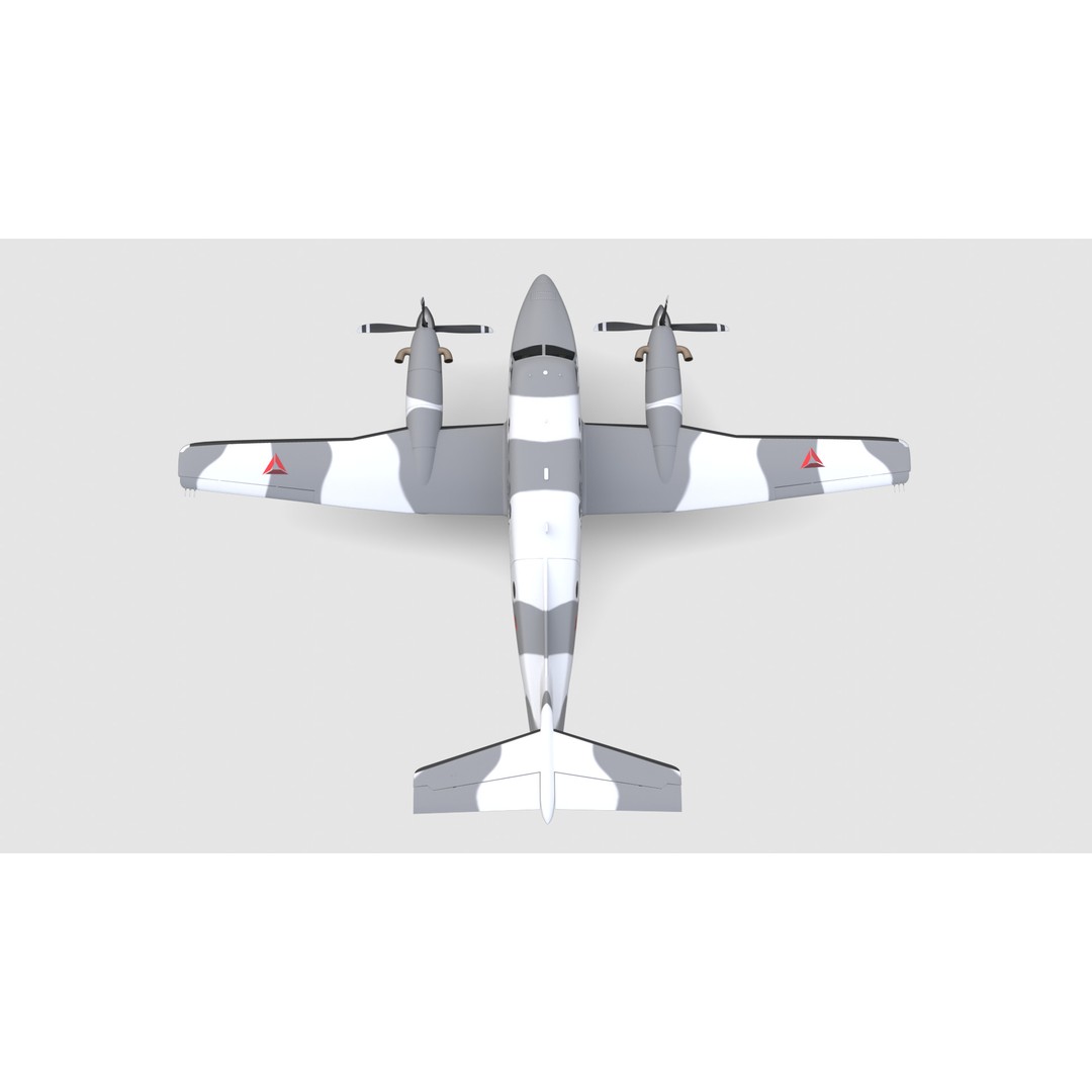 King Air Military Aircraft 3D Model – PBR Game-Ready Asset, FBX - View 12