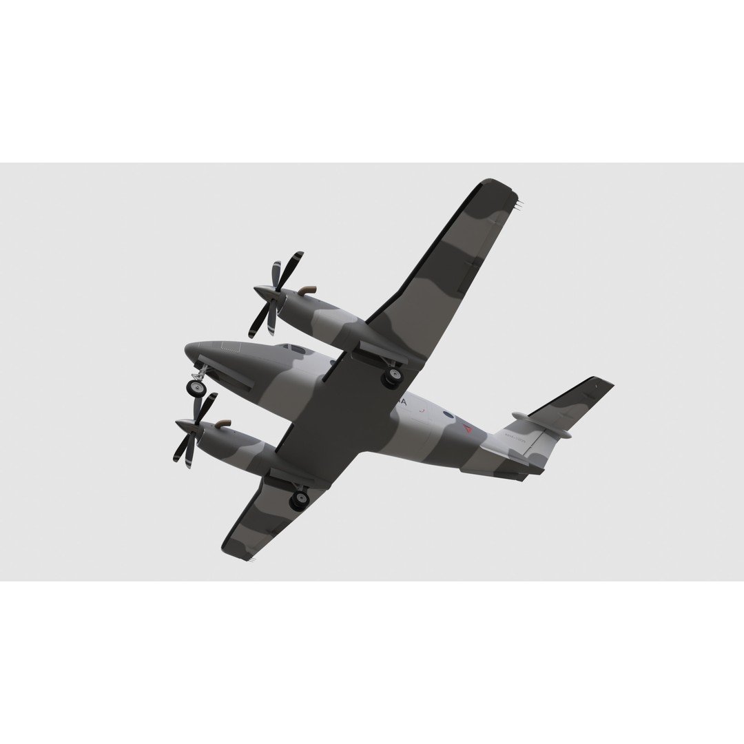 King Air Military Aircraft 3D Model – PBR Game-Ready Asset, FBX - View 18