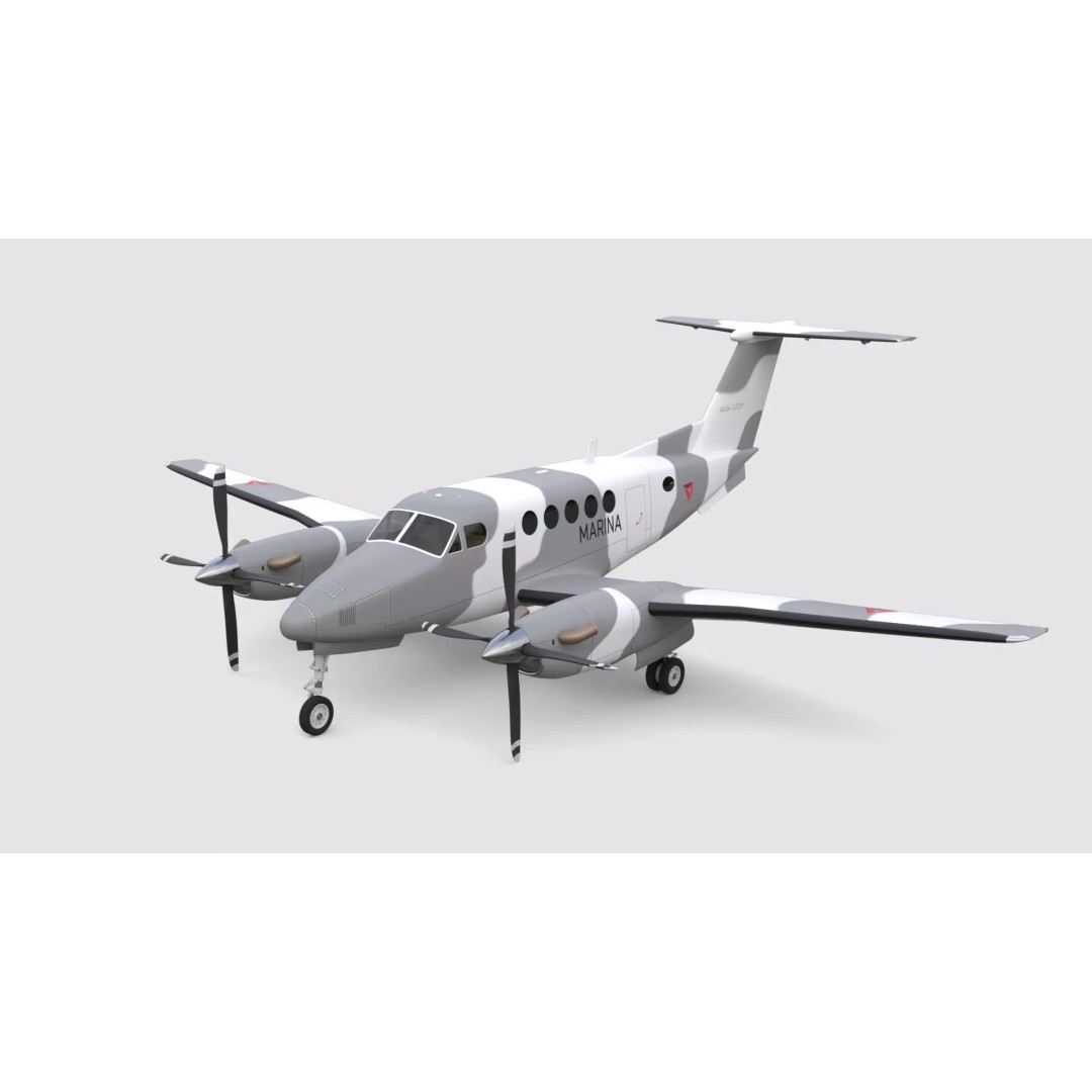 King Air Military Aircraft 3D Model – PBR Game-Ready Asset, FBX - View 2