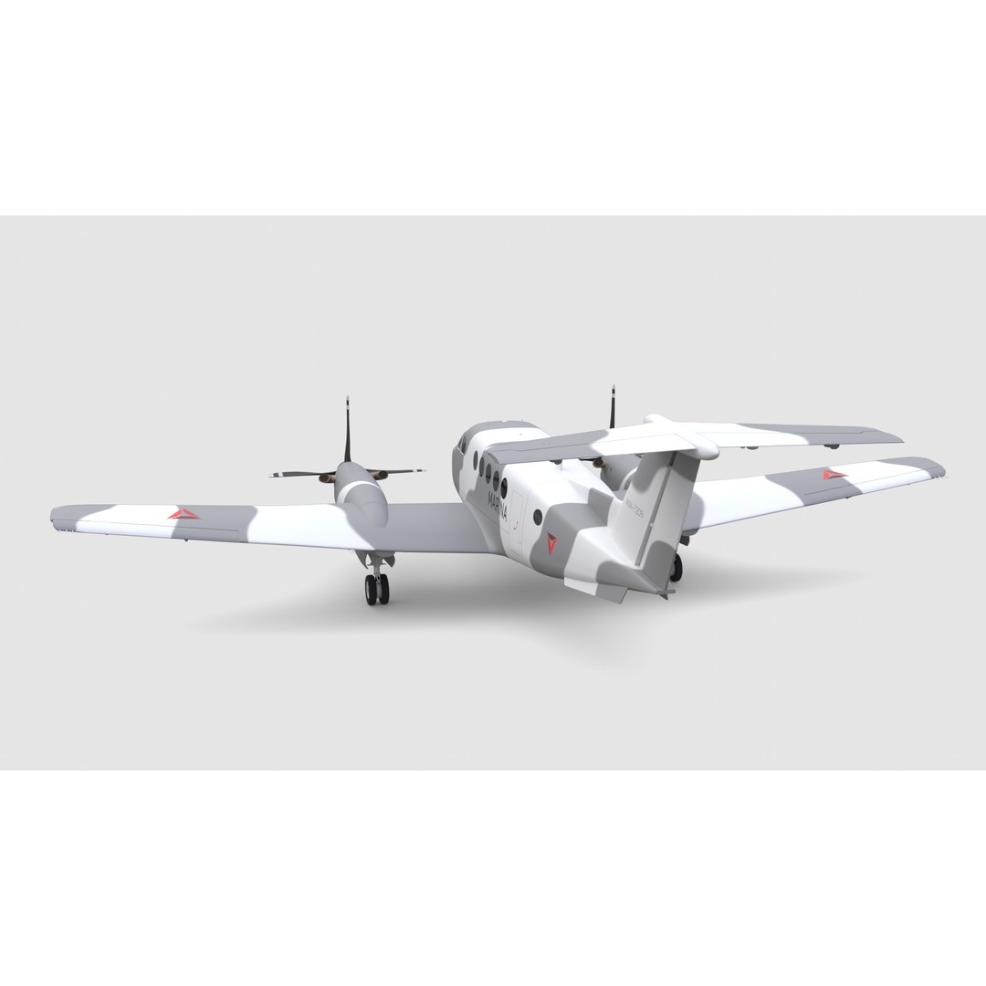King Air Military Aircraft 3D Model – PBR Game-Ready Asset, FBX - View 5