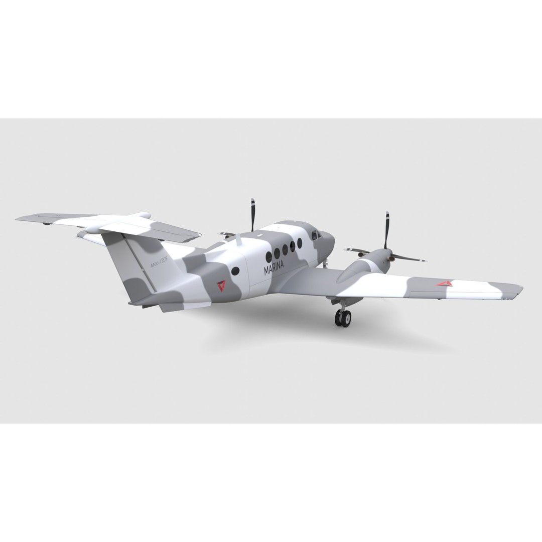 King Air Military Aircraft 3D Model – PBR Game-Ready Asset, FBX - View 7