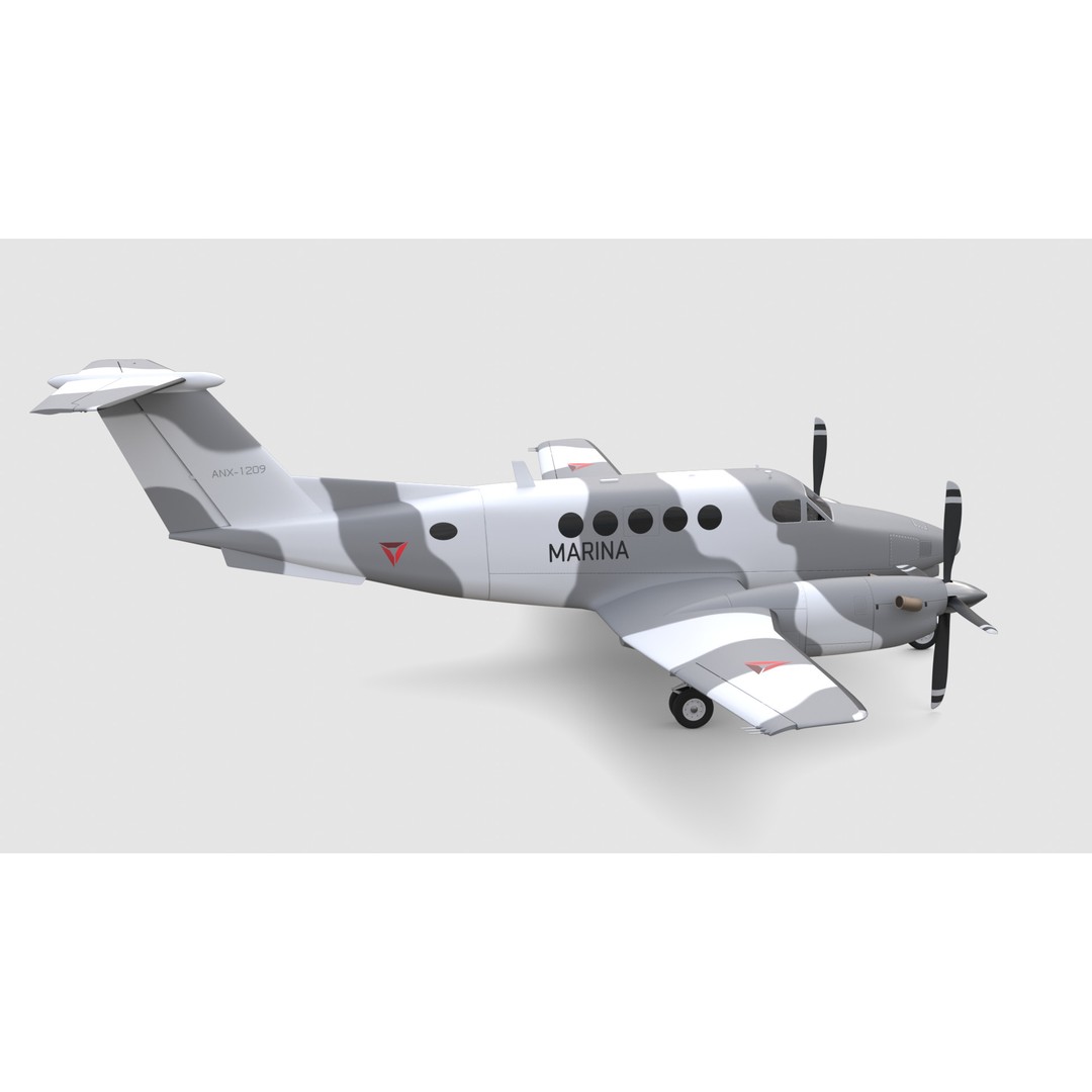 King Air Military Aircraft 3D Model – PBR Game-Ready Asset, FBX - View 8